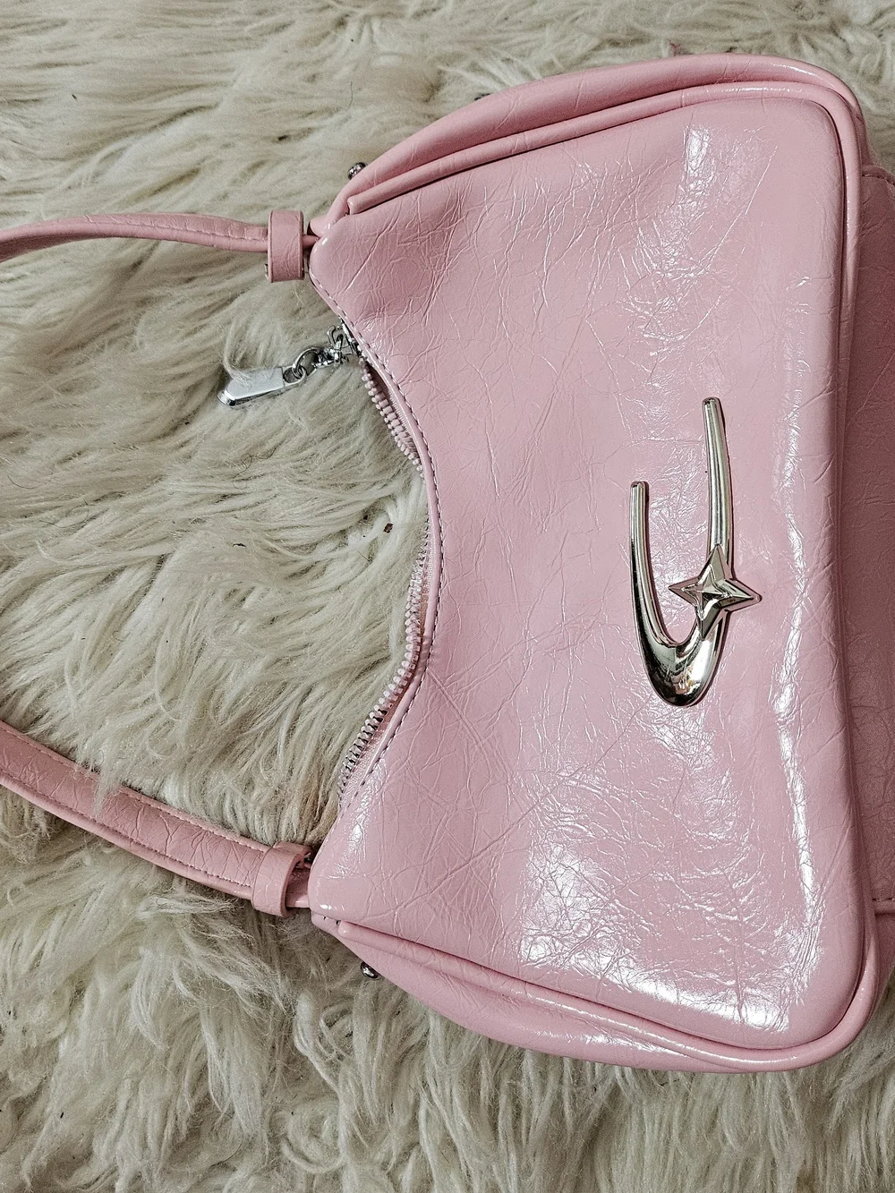 Pink Shoulder Bag with Star Accent